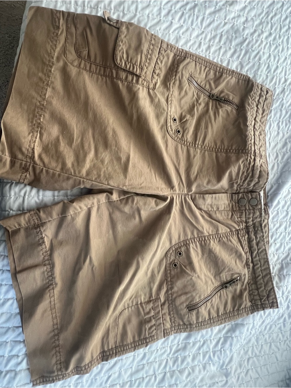 New York & Company Beige Shorts with Pink Trim